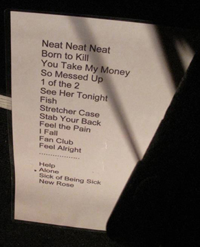 Damned Set list